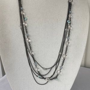 Very long feminine meets industrial vibe necklace